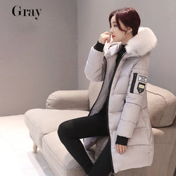 Winter Women Parka Coats Long Cotton Casual Fur Hooded Jackets Thick Warm Slim-fit Jacket Female Overcoat Clothing