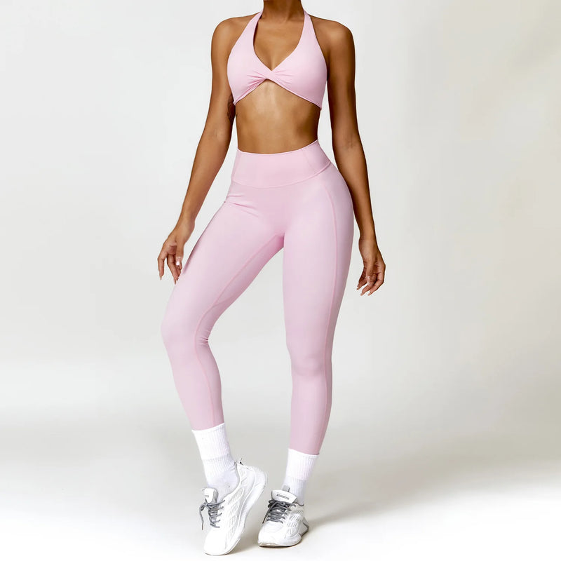 Seamless Women's Yoga Set 2PCS with Push Up Bra and High Waist Leggings Sexy Gym Workout Clothes for Female Fitness Sportswear