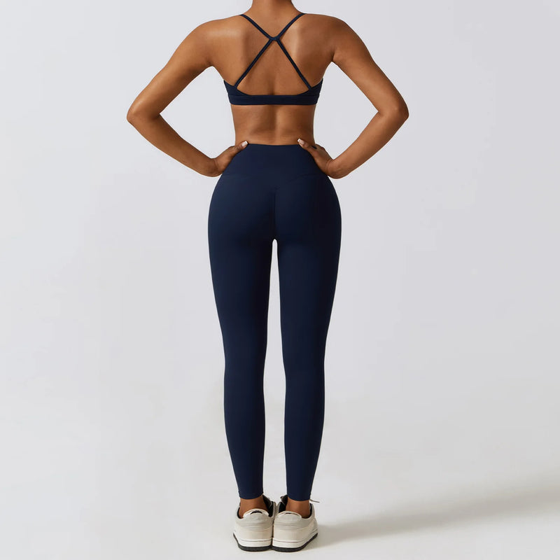 Women's Yoga Set for Sportswear Fitness Bra Crop Top Long Sleeve Seamless Gym Legging Athletic Workout Clothes