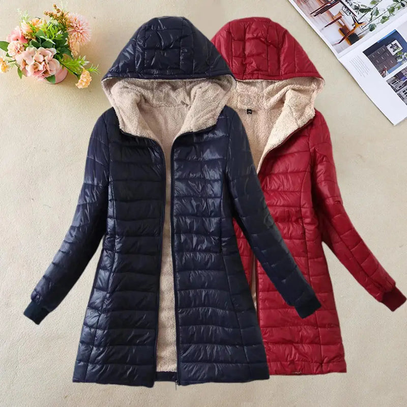 Cozy Autumn Winter Mid-length Jacket for Women Eye Catching Emphasive Office Ladies Clothes for Outdoor S-2XL Size