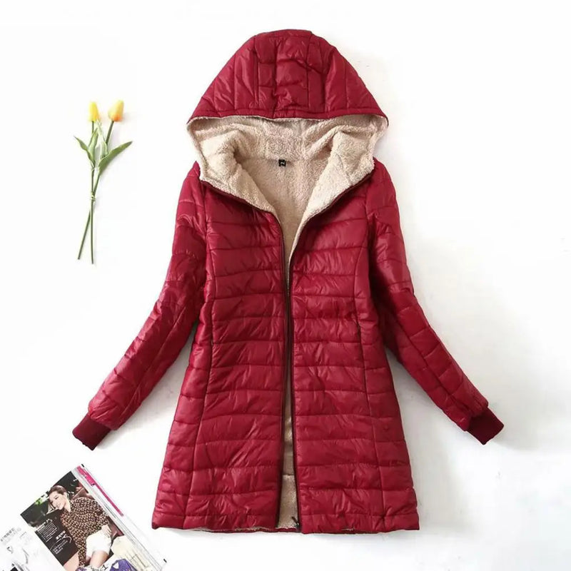 Cozy Autumn Winter Mid-length Jacket for Women Eye Catching Emphasive Office Ladies Clothes for Outdoor S-2XL Size