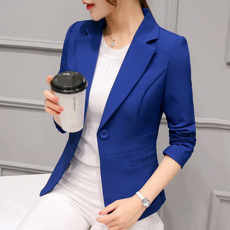 Red Slim Fit Long Sleeve Blazer for Women with Pockets Office Lady Jacket for 2022 Eye Catching Female Top Suit Blazer