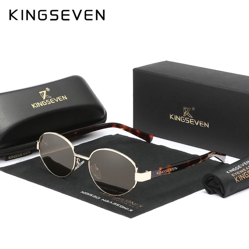 KINGSEVEN Retro Alloy Frame Fashion Sunglasses: UV400 Eye Protection Anti-Glare Driving Accessory for Men and Women