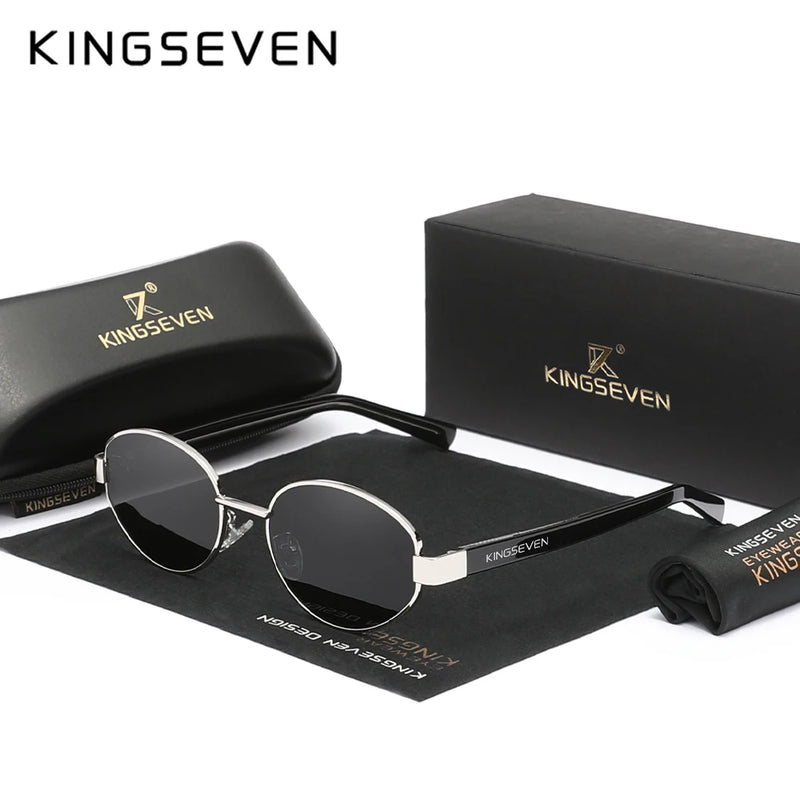 KINGSEVEN Retro Alloy Frame Fashion Sunglasses: UV400 Eye Protection Anti-Glare Driving Accessory for Men and Women