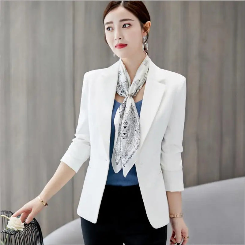 Red Slim Fit Long Sleeve Blazer for Women with Pockets Office Lady Jacket for 2022 Eye Catching Female Top Suit Blazer