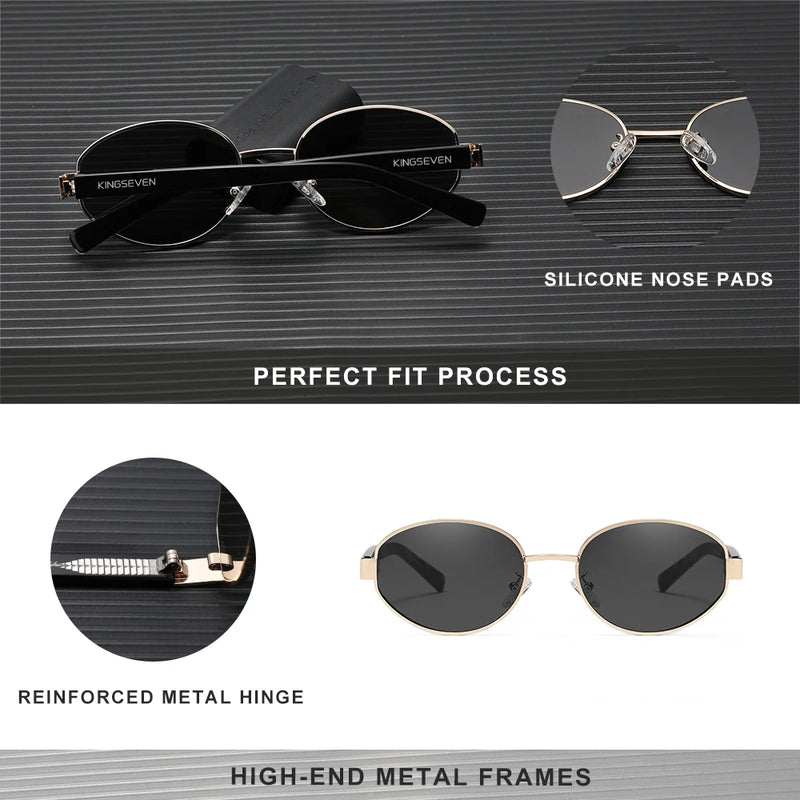 KINGSEVEN Retro Alloy Frame Fashion Sunglasses: UV400 Eye Protection Anti-Glare Driving Accessory for Men and Women