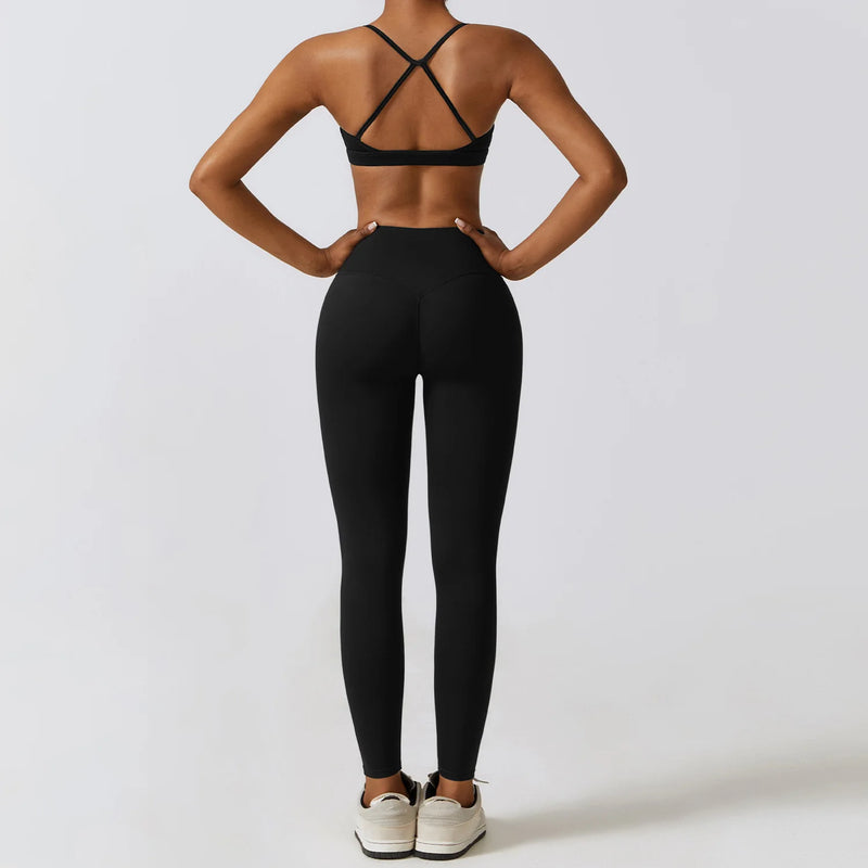 Women's Yoga Set for Sportswear Fitness Bra Crop Top Long Sleeve Seamless Gym Legging Athletic Workout Clothes