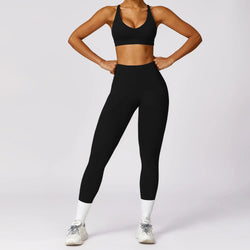 Women's Yoga Set Long Sleeve Crop Top High Waist Leggings: Impresive Gym Clothing for Fitness Tracksuits