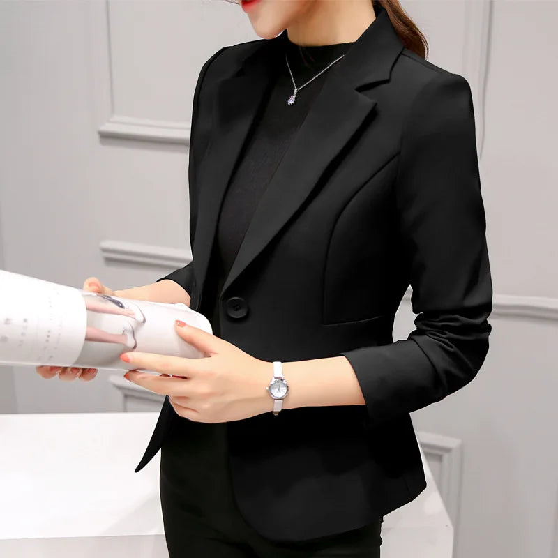 Red Slim Fit Long Sleeve Blazer for Women with Pockets Office Lady Jacket for 2022 Eye Catching Female Top Suit Blazer