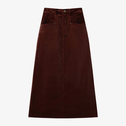 Retro corduroy skirt a little stretch + soft super high stretch closed-fit basic tops  (ship out in 1 day)