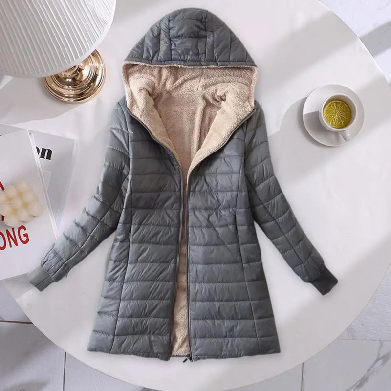 Cozy Autumn Winter Mid-length Jacket for Women Eye Catching Emphasive Office Ladies Clothes for Outdoor S-2XL Size