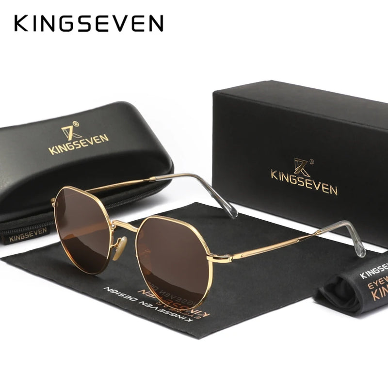 KINGSEVEN UV400 Men's Polarized Sunglasses Luxury Alloy Frame Anti-Glare Fashionable Square Lens Glasses For Men And Women