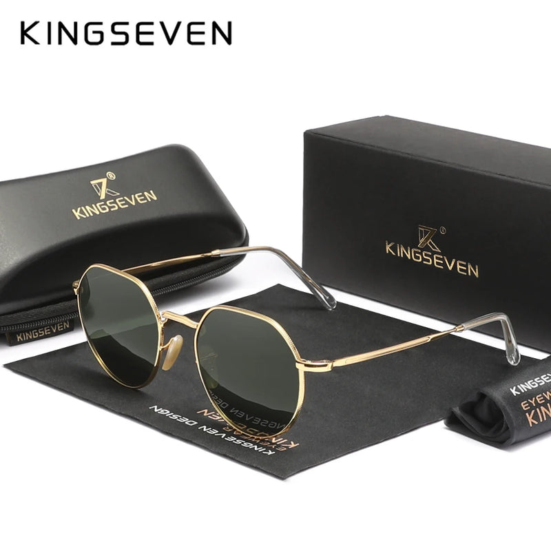 KINGSEVEN UV400 Men's Polarized Sunglasses Luxury Alloy Frame Anti-Glare Fashionable Square Lens Glasses For Men And Women