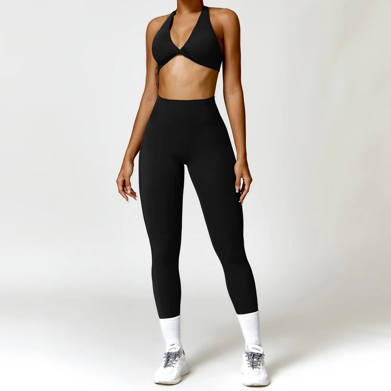 Seamless Women's Yoga Set 2PCS with Push Up Bra and High Waist Leggings Sexy Gym Workout Clothes for Female Fitness Sportswear