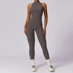 Short Zipper Yoga Jumpsuit for Women Eye Catching Gym Clothing Set Pilates Workout Overalls with Push Up Activewear