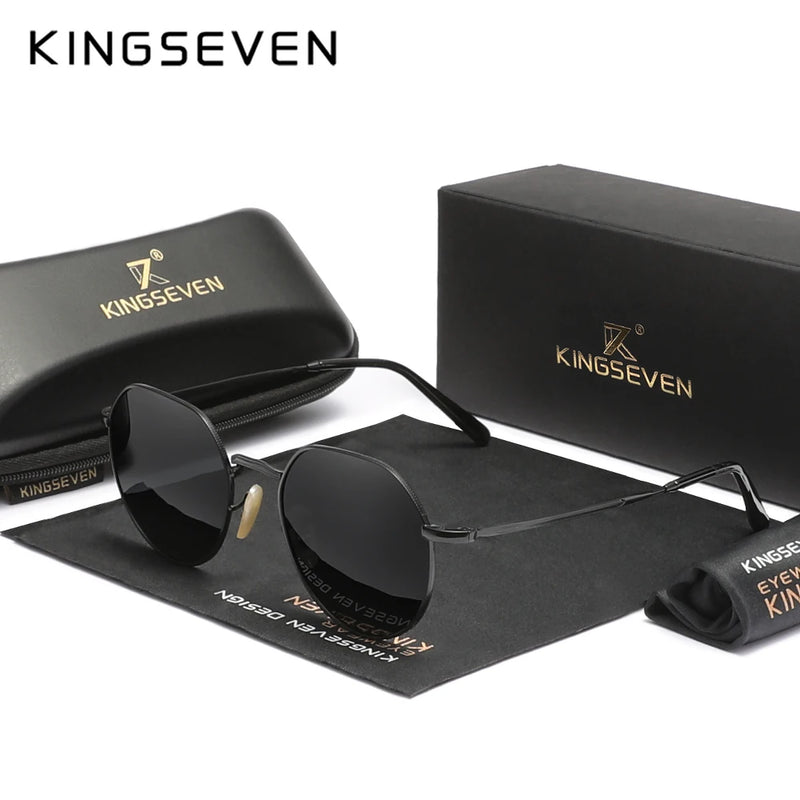 KINGSEVEN UV400 Men's Polarized Sunglasses Luxury Alloy Frame Anti-Glare Fashionable Square Lens Glasses For Men And Women