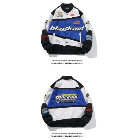 Autumn Women's Y2k Printed Loose Casual Jacket Single-Breasted Long Sleeve Motorcycle Racing Baseball Coat